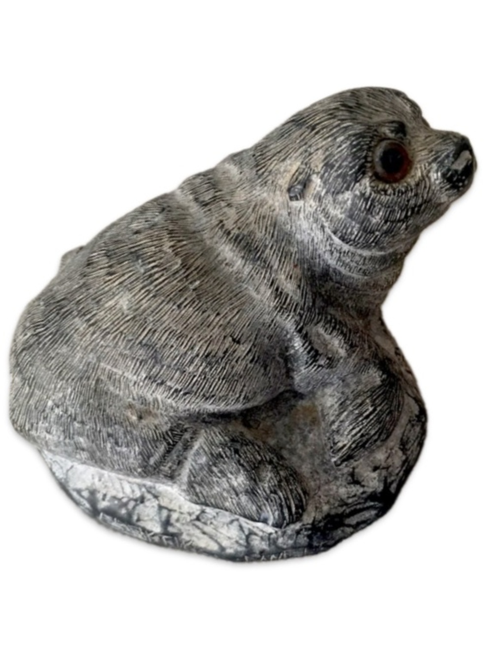 Vintage 1970s Aarktik Sculptures Hand Carved Soapstone Seal Figurine Canada